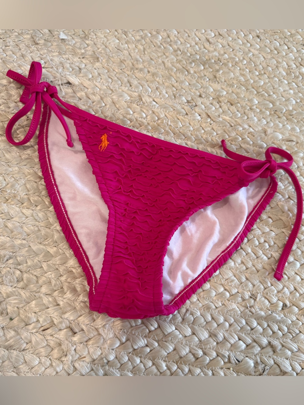 Ralph Lauren Fuchsia Textured Bikini Bottom with Side Ties small